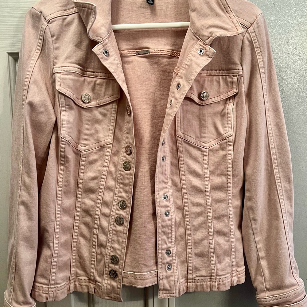 WHBM Women's Pink coated Denim Jacket